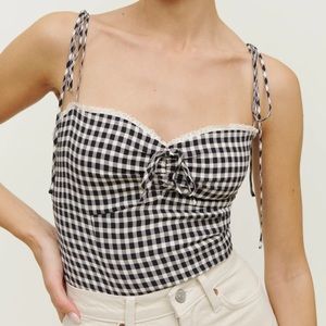 Reformation Larry Gingham Smocked Tank in April Check NWT Size 4